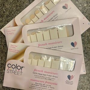 THREE NEW packs Color Street French Manicure Nail Strips in Cream and White